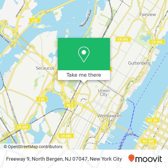 Mapa de Freeway 9, North Bergen, NJ 07047
