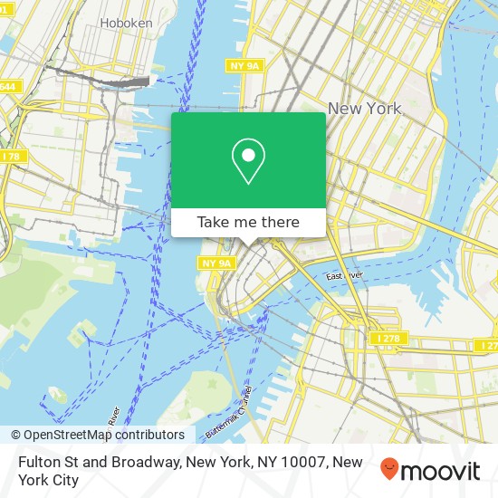 Mapa de Fulton St and Broadway, New York, NY 10007