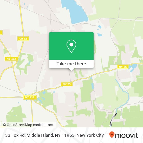 Mapa de 33 Fox Rd, Middle Island, NY 11953