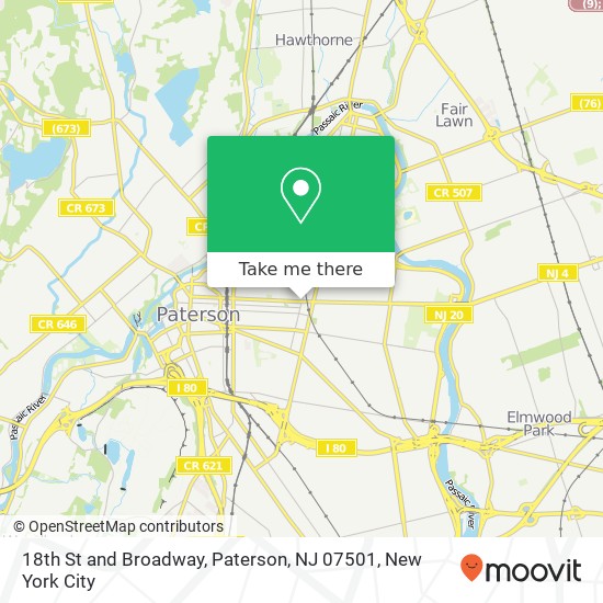 Mapa de 18th St and Broadway, Paterson, NJ 07501