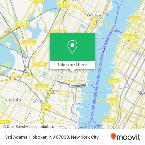 Mapa de 3rd Adams, Hoboken, NJ 07030