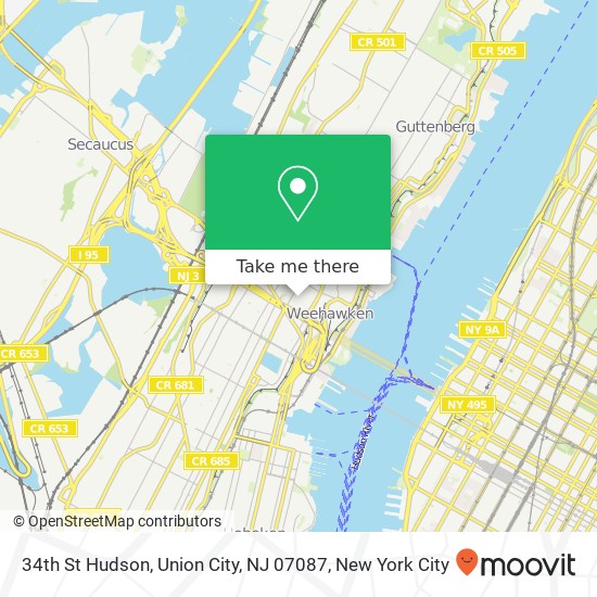 Mapa de 34th St Hudson, Union City, NJ 07087