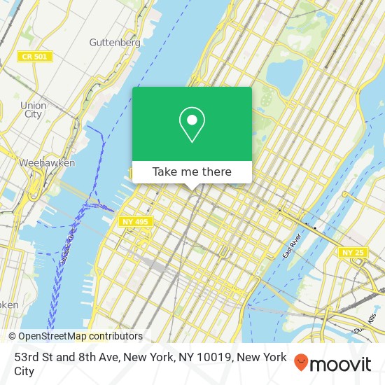 Mapa de 53rd St and 8th Ave, New York, NY 10019