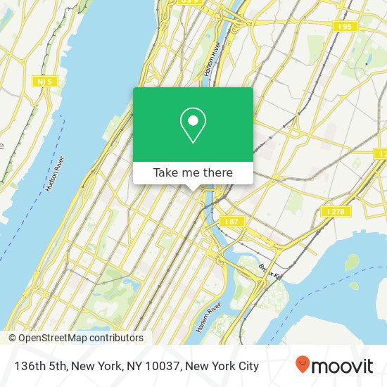 136th 5th, New York, NY 10037 map