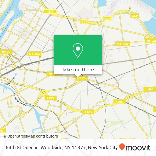 Mapa de 64th St Queens, Woodside, NY 11377