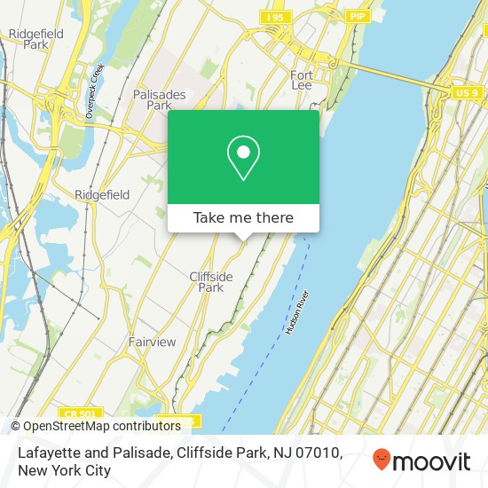 Lafayette and Palisade, Cliffside Park, NJ 07010 map