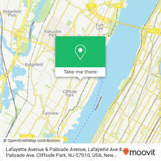 Mapa de Lafayette Avenue & Palisade Avenue, Lafayette Ave & Palisade Ave, Cliffside Park, NJ 07010, USA