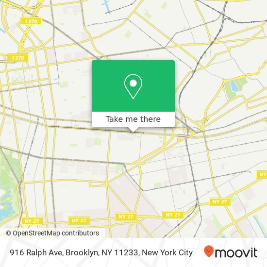 Mapa de 916 Ralph Ave, Brooklyn, NY 11233