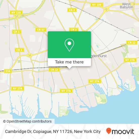 Mapa de Cambridge Dr, Copiague, NY 11726