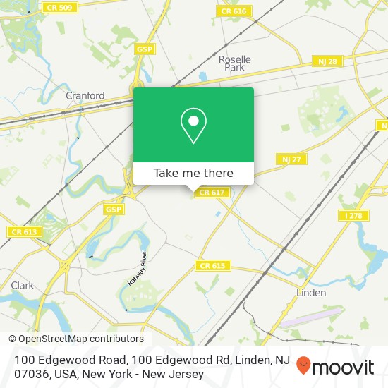 100 Edgewood Road, 100 Edgewood Rd, Linden, NJ 07036, USA map