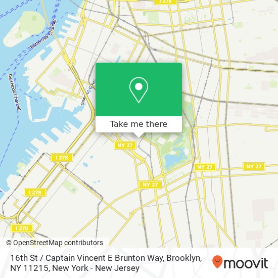 16th St / Captain Vincent E Brunton Way, Brooklyn, NY 11215 map