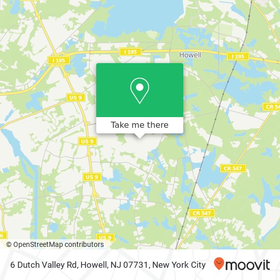 Mapa de 6 Dutch Valley Rd, Howell, NJ 07731