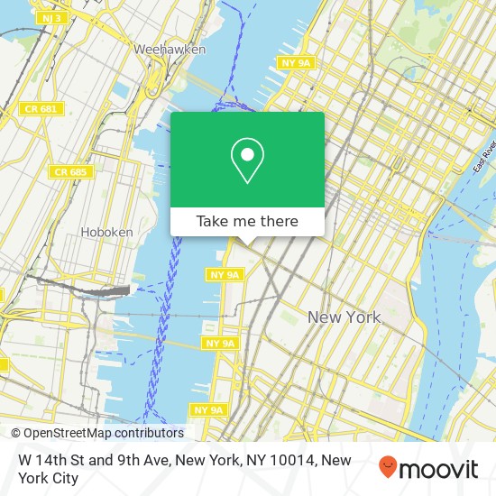 Mapa de W 14th St and 9th Ave, New York, NY 10014