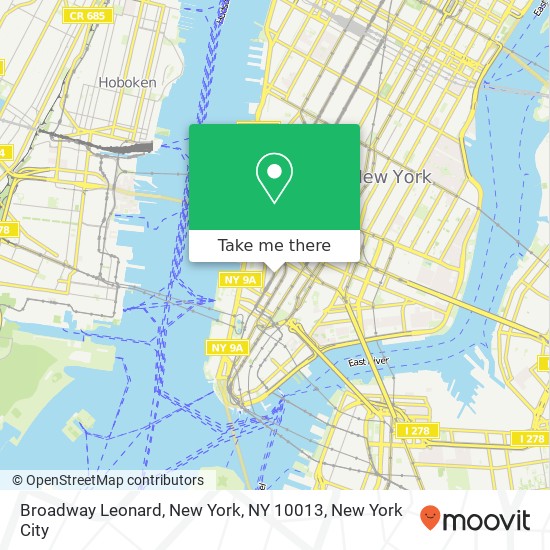 Mapa de Broadway Leonard, New York, NY 10013