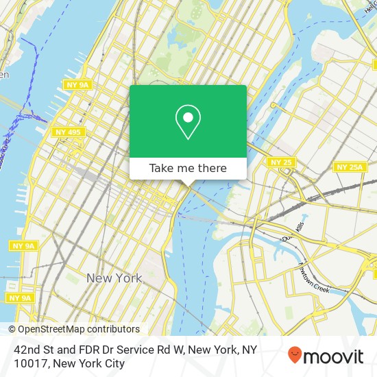 Mapa de 42nd St and FDR Dr Service Rd W, New York, NY 10017