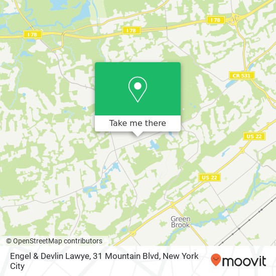 Mapa de Engel & Devlin Lawye, 31 Mountain Blvd