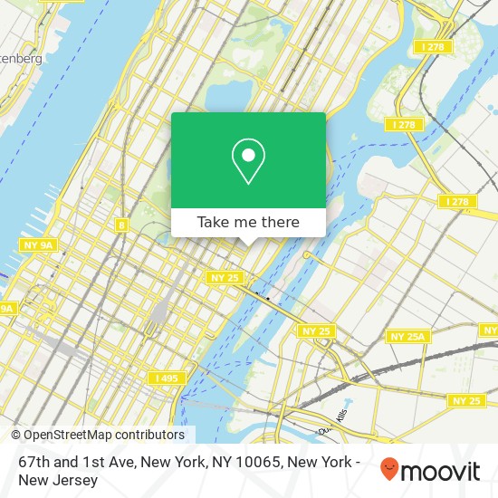 67th and 1st Ave, New York, NY 10065 map