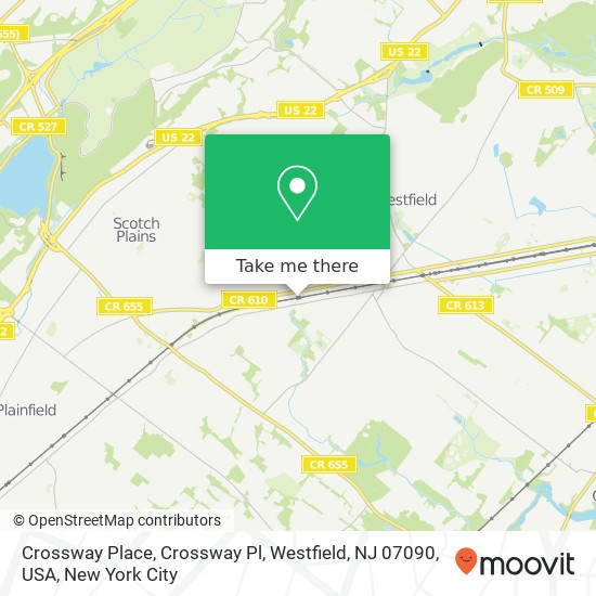 Mapa de Crossway Place, Crossway Pl, Westfield, NJ 07090, USA