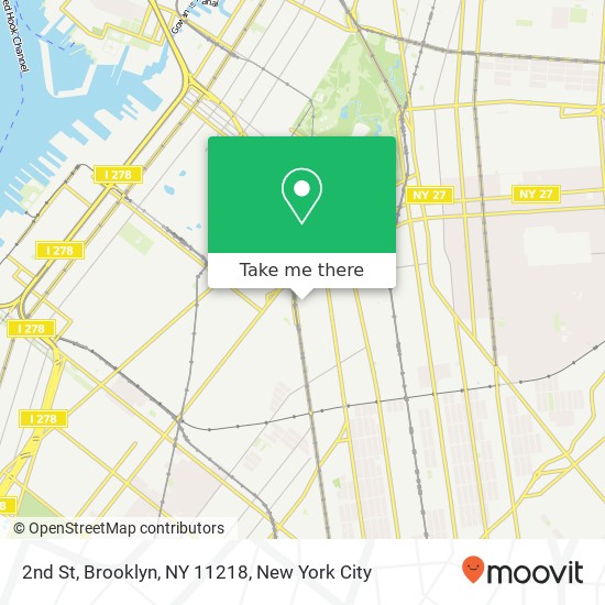 Mapa de 2nd St, Brooklyn, NY 11218