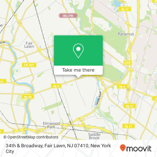 Mapa de 34th & Broadway, Fair Lawn, NJ 07410