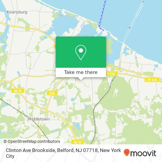 Mapa de Clinton Ave Brookside, Belford, NJ 07718