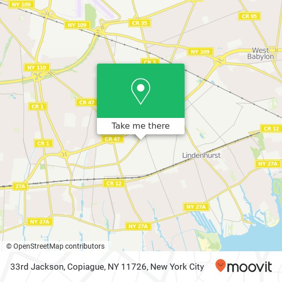 Mapa de 33rd Jackson, Copiague, NY 11726
