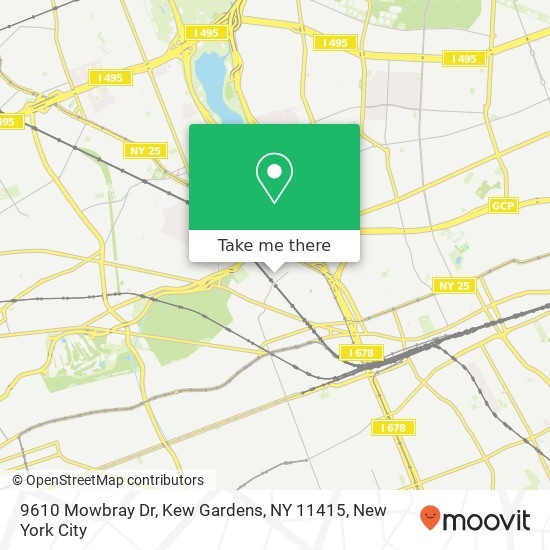 Mapa de 9610 Mowbray Dr, Kew Gardens, NY 11415