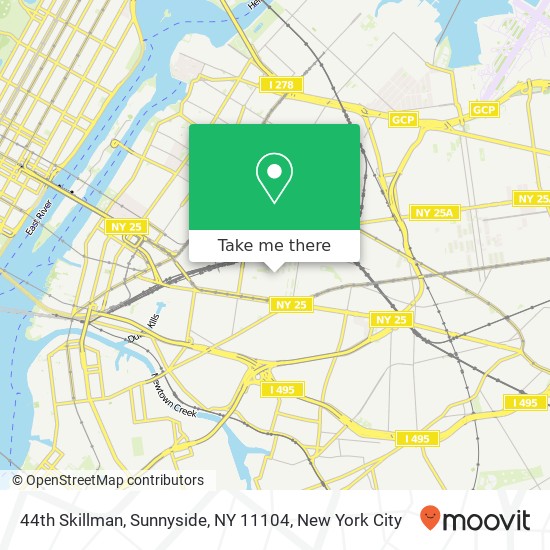 Mapa de 44th Skillman, Sunnyside, NY 11104