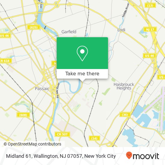 Mapa de Midland 61, Wallington, NJ 07057