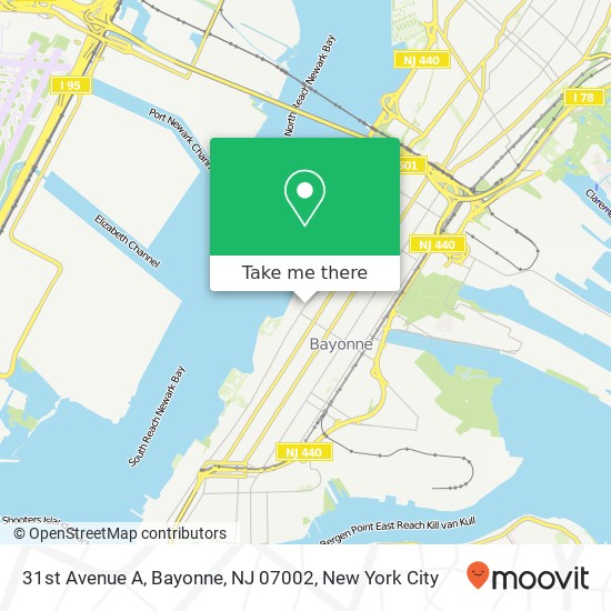 Mapa de 31st Avenue A, Bayonne, NJ 07002