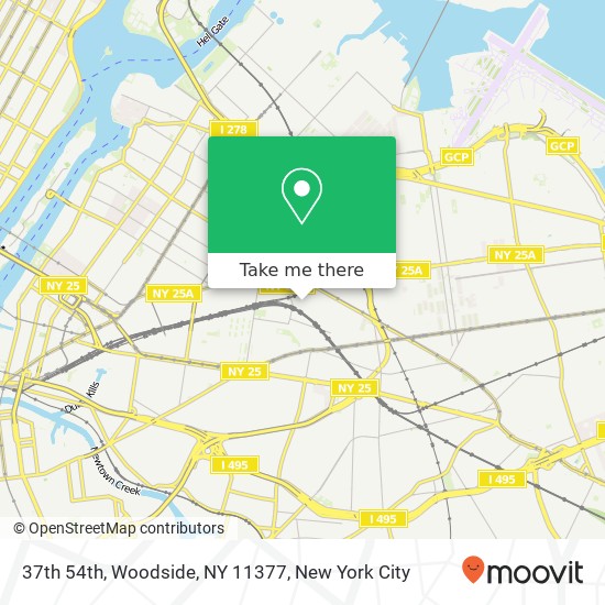 Mapa de 37th 54th, Woodside, NY 11377