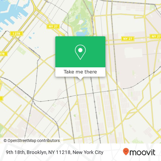 Mapa de 9th 18th, Brooklyn, NY 11218