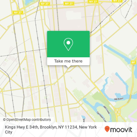Mapa de Kings Hwy E 34th, Brooklyn, NY 11234