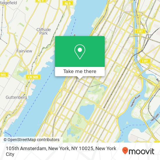 Mapa de 105th Amsterdam, New York, NY 10025