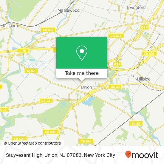 Stuyvesant High, Union, NJ 07083 map