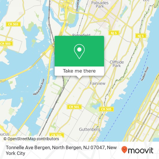 Mapa de Tonnelle Ave Bergen, North Bergen, NJ 07047