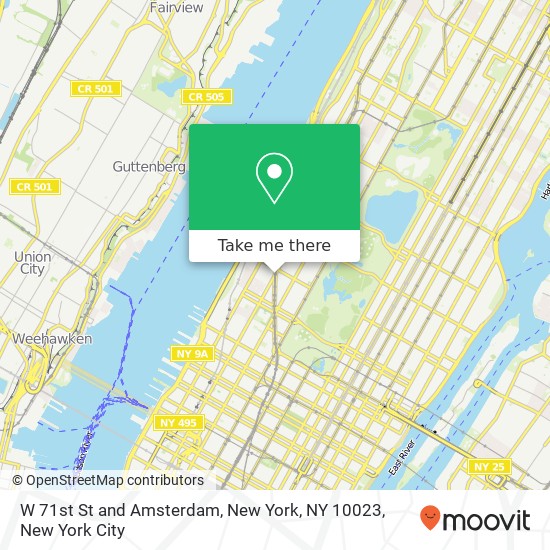 Mapa de W 71st St and Amsterdam, New York, NY 10023