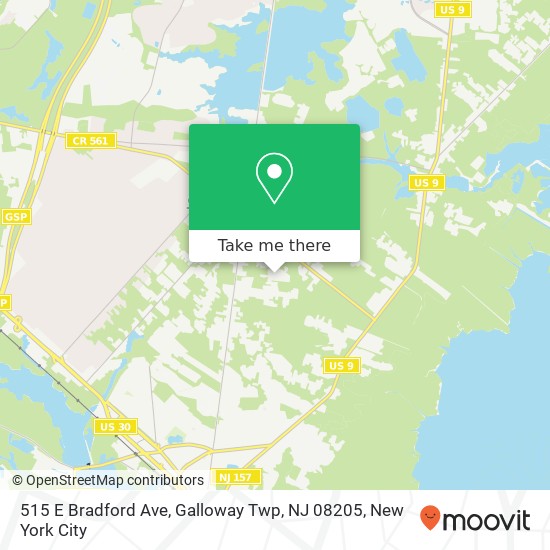 Mapa de 515 E Bradford Ave, Galloway Twp, NJ 08205