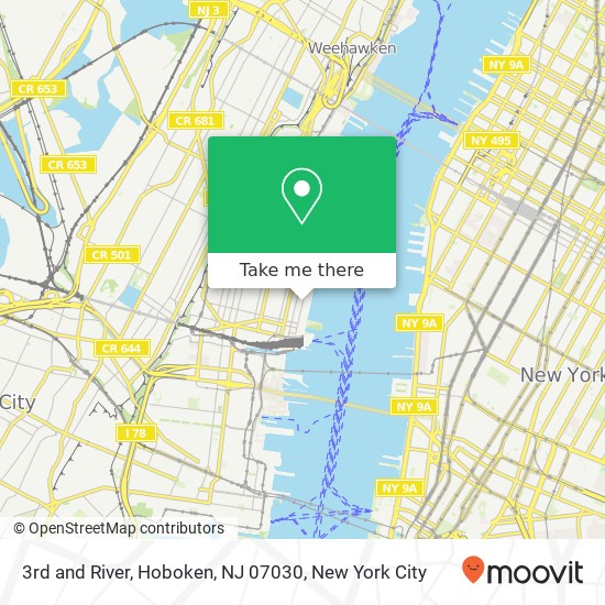 Mapa de 3rd and River, Hoboken, NJ 07030