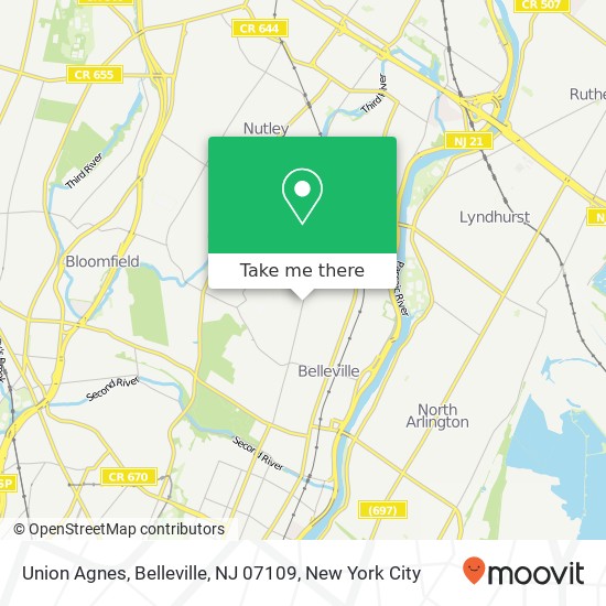 Mapa de Union Agnes, Belleville, NJ 07109