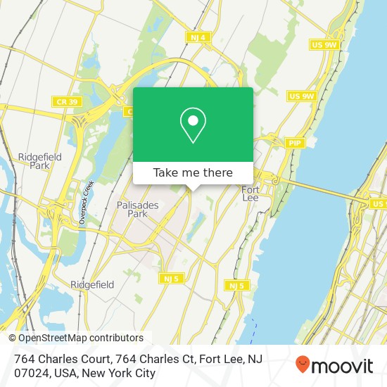 Mapa de 764 Charles Court, 764 Charles Ct, Fort Lee, NJ 07024, USA