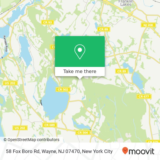 Mapa de 58 Fox Boro Rd, Wayne, NJ 07470