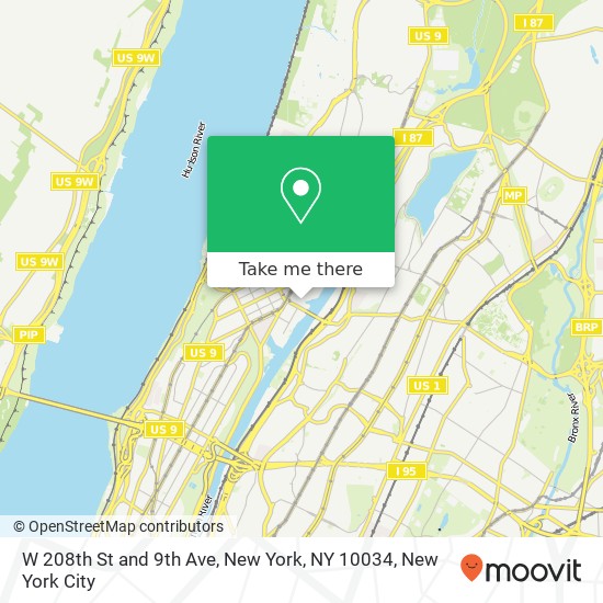 Mapa de W 208th St and 9th Ave, New York, NY 10034