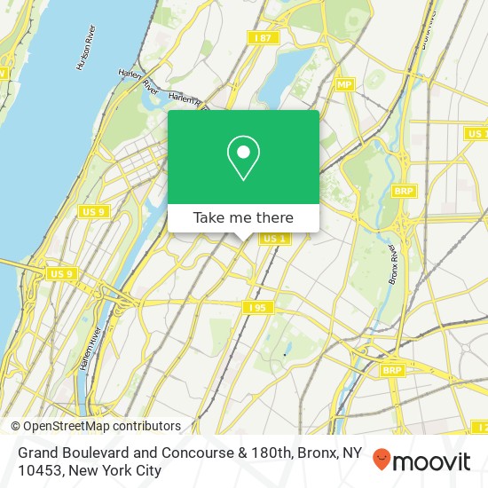 Mapa de Grand Boulevard and Concourse & 180th, Bronx, NY 10453