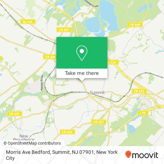 Mapa de Morris Ave Bedford, Summit, NJ 07901