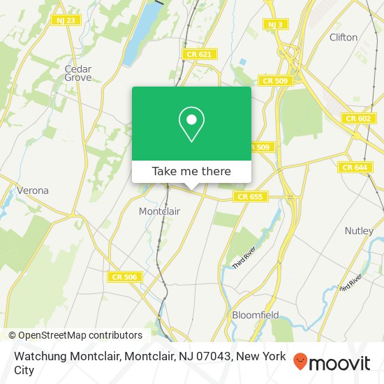 Mapa de Watchung Montclair, Montclair, NJ 07043