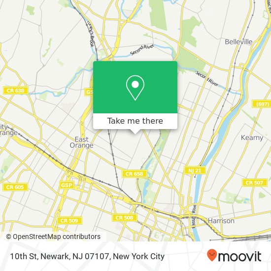 Mapa de 10th St, Newark, NJ 07107