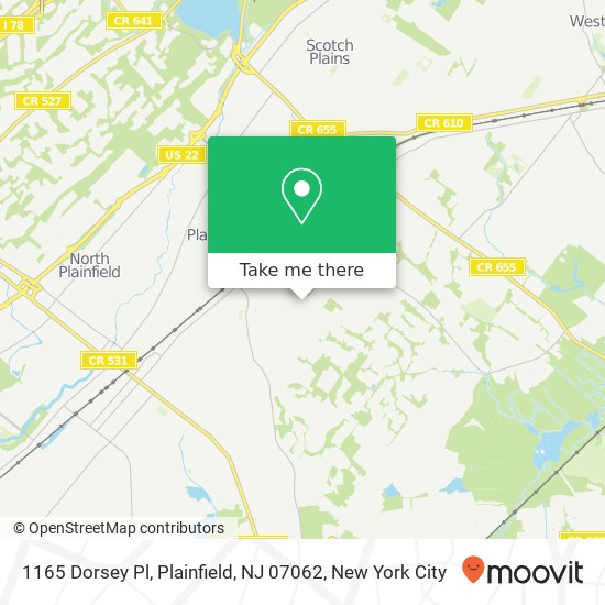 Mapa de 1165 Dorsey Pl, Plainfield, NJ 07062