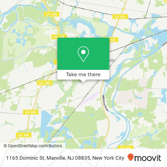 Mapa de 1165 Dominic St, Manville, NJ 08835