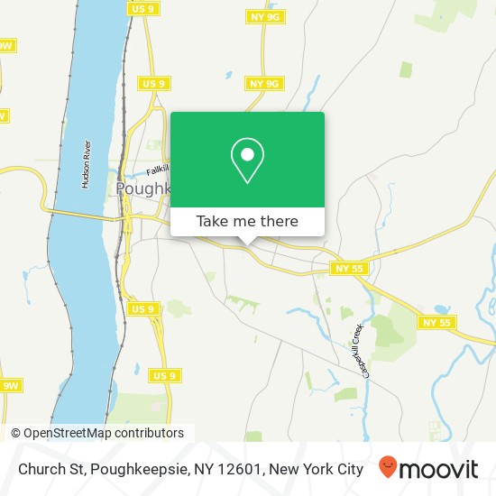 Mapa de Church St, Poughkeepsie, NY 12601